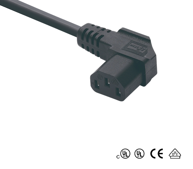 ST3W IEC Connector 90-Degree Angled Male Socket C13 obtemperans US, Seres et German Signa