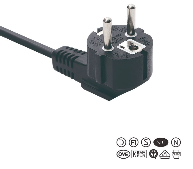 JT008/FY003 16A 250V Europae Standard Three-pin 90-Degree Cubitus Plug
