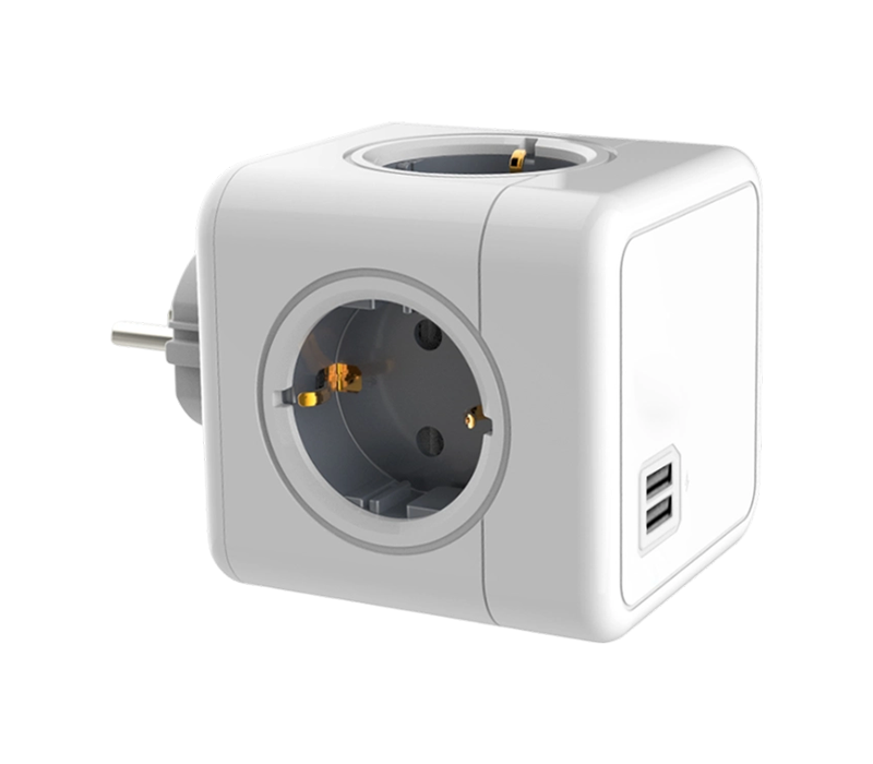 E02A Plug-in Cube Power velit ex IV Euro-Style decursibus et II USB-A portuum