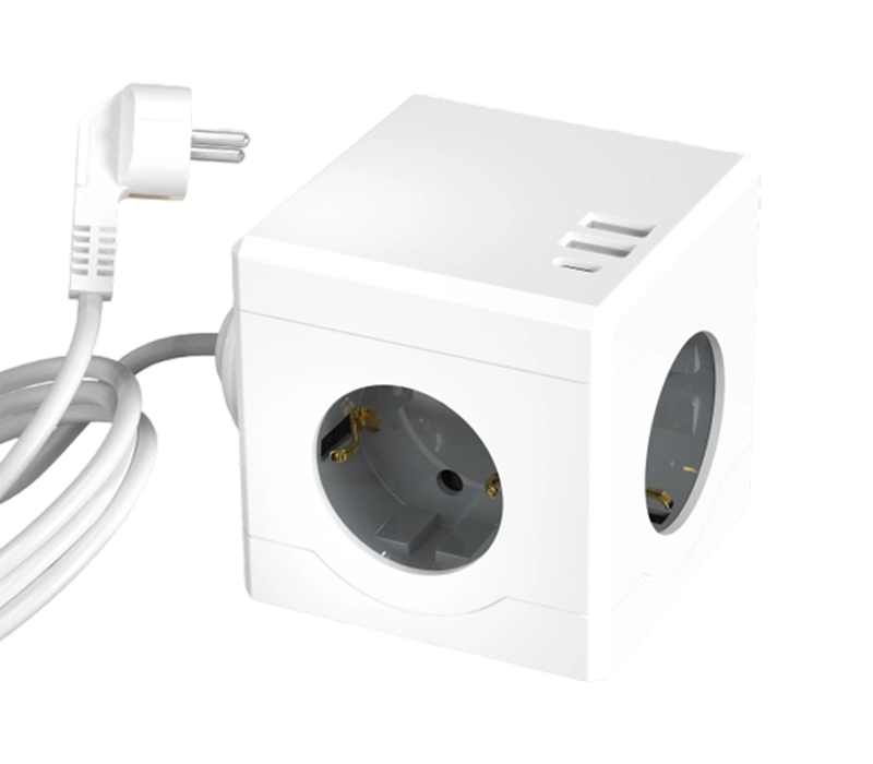 E16-C Wired Cubus Power exuite cum 3 Europae-Style decursibus, 2 USB-A Portus, et 1 USB-C Portus