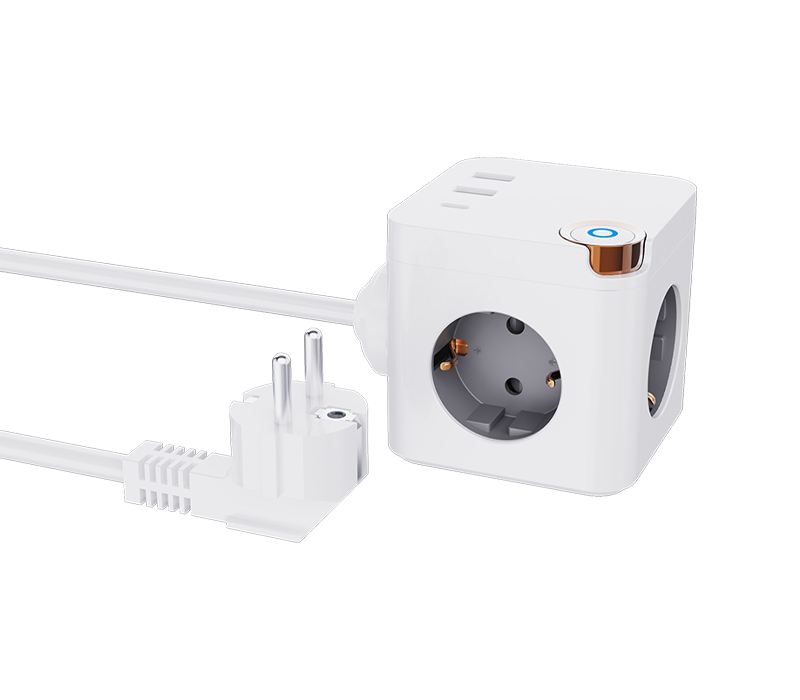 E20 Wired Cube Power habena Cum III Europae-Style decursibus, 2 USB-A Portus, et 1 USB-C Portus, Cum Switch